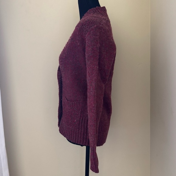 Eddie Bauer Women's‎ Knitted Open Front Wool Blend Cardigan, Burgundy Red, SZ XS - Picture 5 of 14